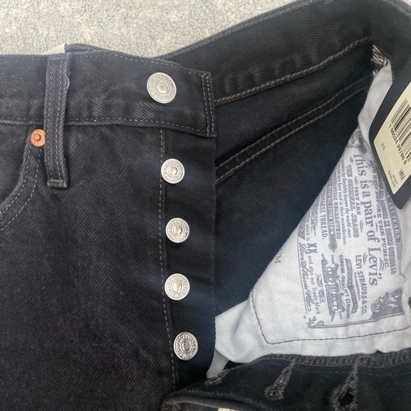 Levi's 501 Black Distressed Jean Shorts - Picture 3 of 5